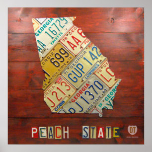 Poster Carte des plaques de licence de Géorgie Imprimer