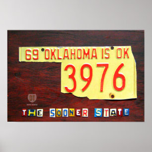 Poster Carte des plaques de licence de l'Oklahoma