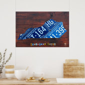 Poster Carte des plaques de licence d'État du Kentucky (Cuisine)