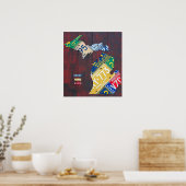 Poster Carte des plaques de licence du Michigan 2017 (Cuisine)