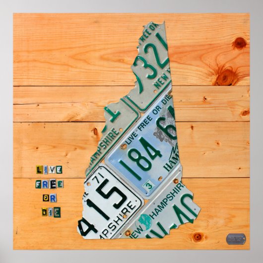 Poster Carte des plaques de licence du New Hampshire (Devant)