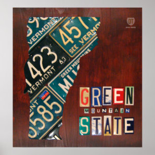 Poster Carte des plaques de licence du Vermont Imprimer