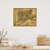 Poster Carte des premiers chemins de fer 1831 (Cuisine)