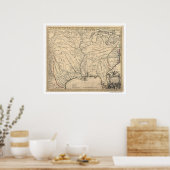 Poster Carte des premiers États-Unis par Senex 1721 (Cuisine)