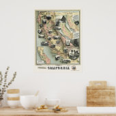 Poster Carte des produits de Californie 1888 (Cuisine)