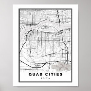 Poster Carte des Quad Cities