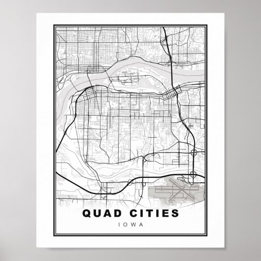 Poster Carte des Quad Cities (Devant)