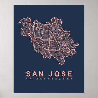 Poster Carte des quartiers de San Jose