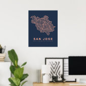 Poster Carte des quartiers de San Jose (Bureau à domicile)