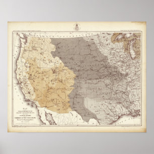 Poster Carte des régions de drainage des USA