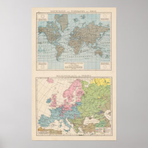 Poster Carte des religions en Europe