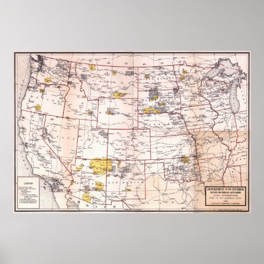 POSTER CARTE DES RÉSERVATIONS INDIENNES 1923 (Devant)