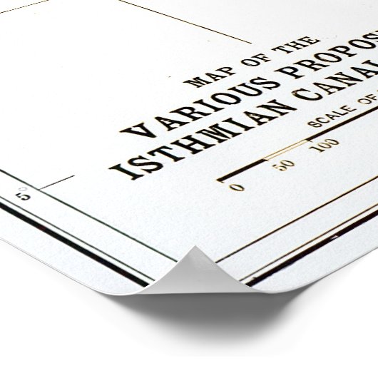 Poster Carte des routes proposées du canal Isthmien (Coin)