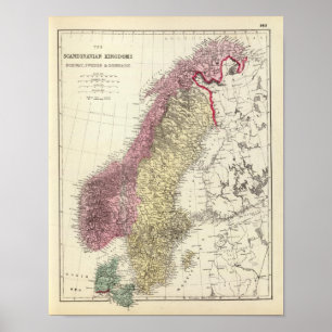 Poster Carte des royaumes scandinaves