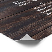 Poster Carte des sièges alphabétique en bois rustique (Coin)