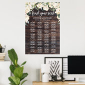 Poster Carte des sièges alphabétique en bois rustique (Bureau à domicile)