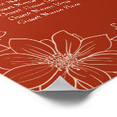 Poster Carte des sièges chinois à fleurs rouges Boho (Coin)