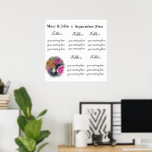 Poster Carte des sièges de fleurs de printemps. (Bureau à domicile)