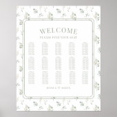 Poster Carte des sièges de mariage romantique eucalyptus  (Devant)