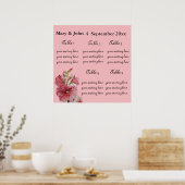 Poster Carte des sièges du Mariage floral "Hollyhock". Po (Cuisine)
