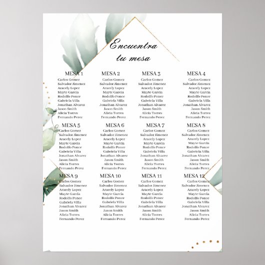 Poster Carte des sièges mariage de verdure en Espagne (Devant)