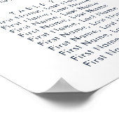 Poster carte des sièges mariages à fleurs bleu et marine (Coin)