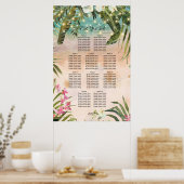 Poster carte des sièges mariages à fleurs d'orchidées de  (Cuisine)