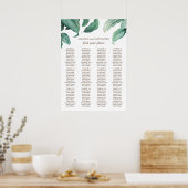 Poster Carte des sièges mariages aquarelle tropicale vert (Cuisine)