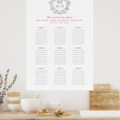 Poster Carte des sièges mariages de couronne rouge et arg (Cuisine)