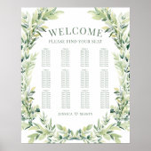 Poster Carte des sièges mariages en feuille de verdure (Devant)