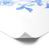 Poster Carte des sièges mariages en fleurs folles bleues (Coin)