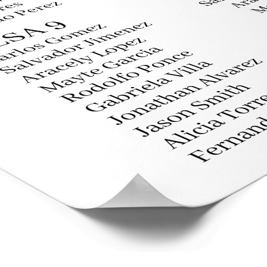 Poster Carte des sièges mariages Rose blanche (Coin)