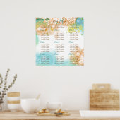 Poster Carte des sièges mariages Thème de plage (Cuisine)