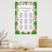 Poster Carte des sièges pour mariages feuille tropicaux (Cuisine)