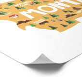 Poster Carte des sites de l'icône du Montana (Coin)