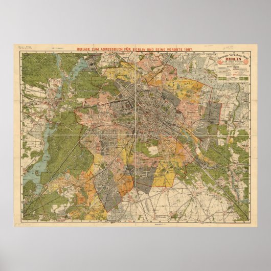 Poster Carte des transports de Berlin 1907 – Carte d'Alle (Devant)