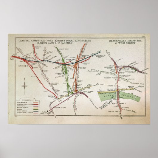 Poster Carte des transports de Londres, vers 1915 (Devant)