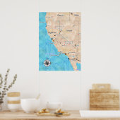 Poster Carte des trésors Californie (Cuisine)