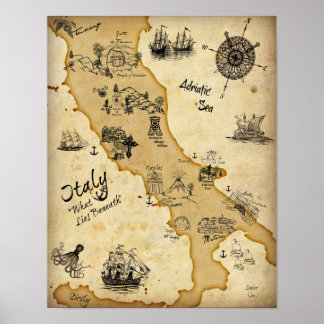Poster Carte des trésors de l'Italie - Qu'est-ce qui se c