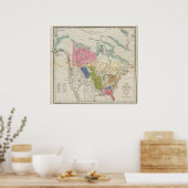 Poster Carte des tribus indiennes d'Amérique du Nord (Cuisine)