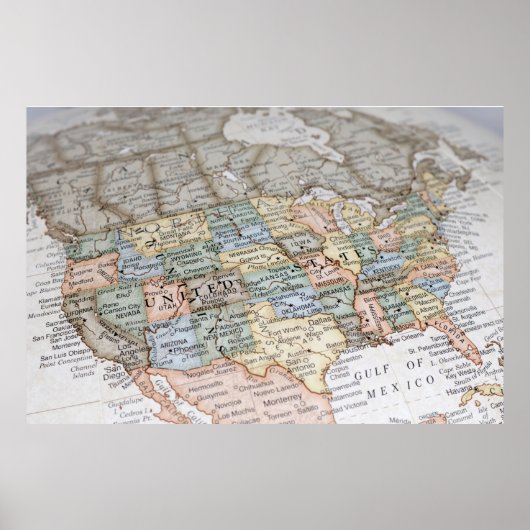 Poster Carte des USA (Devant)