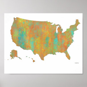 Poster Carte des USA