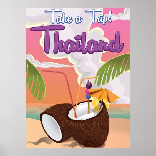 Poster Carte des vacances à la plage en Thaïlande (Devant)