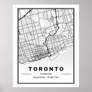 Poster Carte des villes de voyages de Toronto Ontario