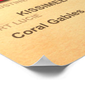 Poster Carte des villes et villes de Floride State Pride (Coin)