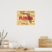 Poster Carte des villes et villes de Floride State Pride (Cuisine)