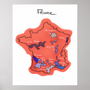 Poster Carte des vins de France