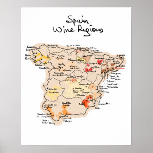 Poster Carte des vins d'Espagne