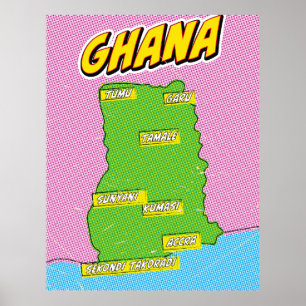 Poster Carte des voyages au Ghana