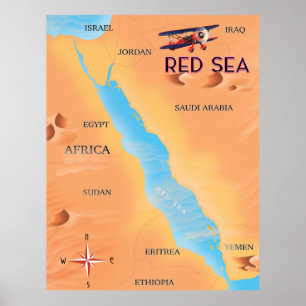 Poster Carte des voyages de la mer Rouge